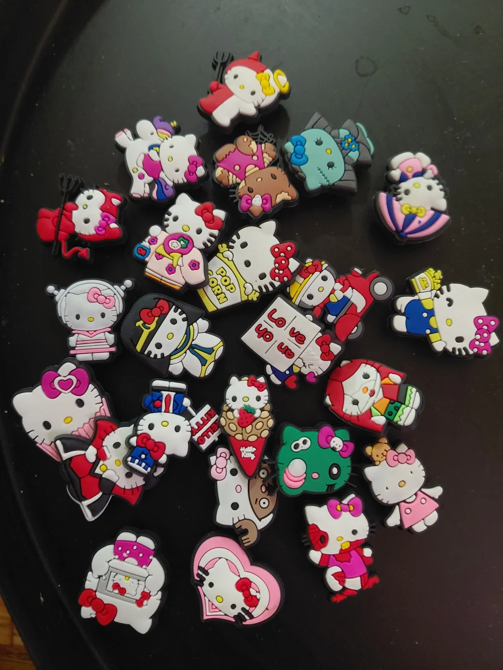 Hello Kitty Multicolor PVC Shoe Charms - Pink, Red, White, Green, Blue